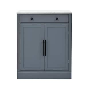 Gray Freestanding Kitchen Pantry with Drawer, 2 Adjustable Shelves and 2 Door Shelves