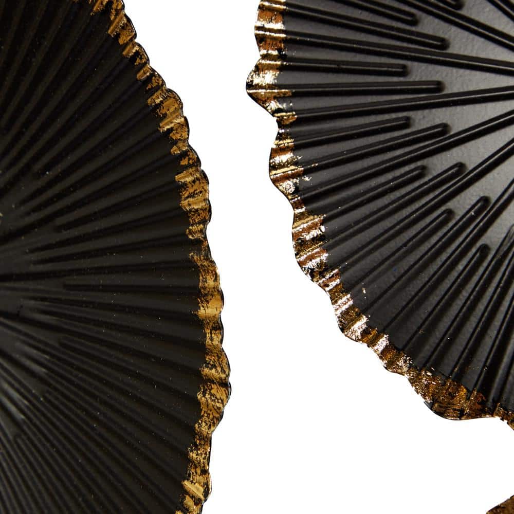 Black and Gold Circular Iron Wall Sculpture with Matte Finish