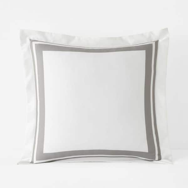 Legends Hotel Double Border Silver Wrinkle-Free Supima Cotton Euro Sham