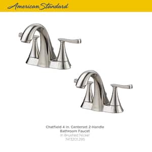 Chatfield 4 in. Centerset 2-Handle Bathroom Faucet in Brushed Nickel (Set of 2)
