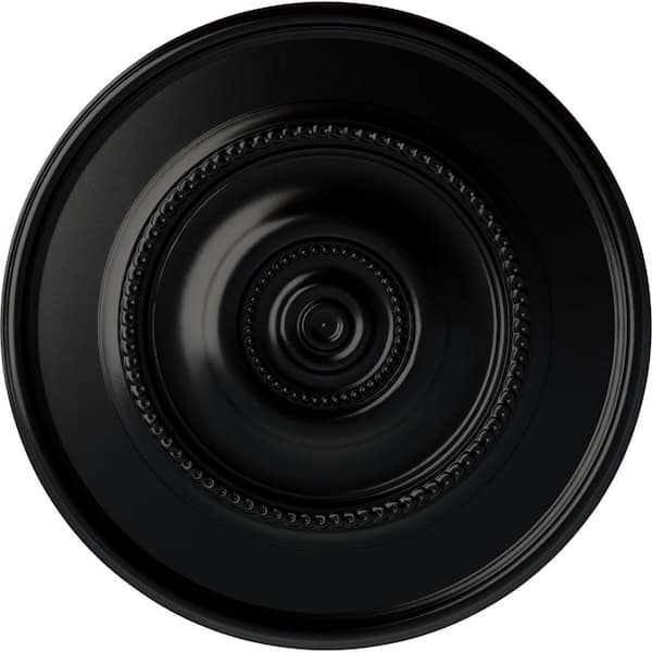 Ekena Millwork 1-1/8" x 24-3/8" x 24-3/8" Polyurethane Traditional Reece Ceiling, Hand-Painted Jet Black