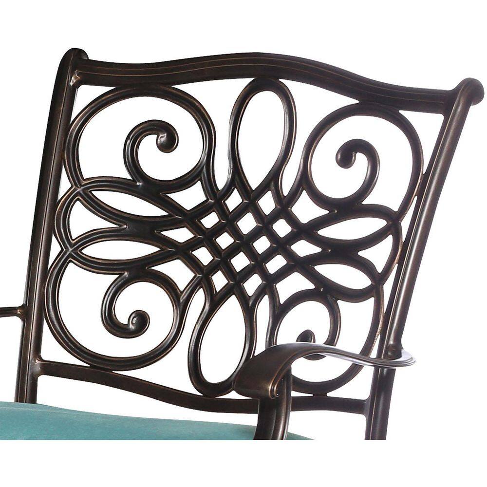 Hanover Traditions 9-Piece Blue Cushion Aluminum Outdoor Dining Set