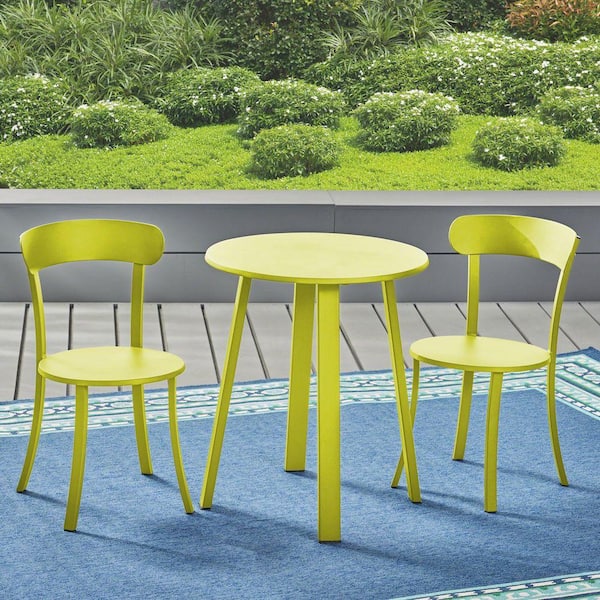 Green 3-Piece Metal Patio Outdoor Bistro Set
