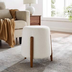 Riven Upholstered Boucle Fabric Ottoman in Cloud
