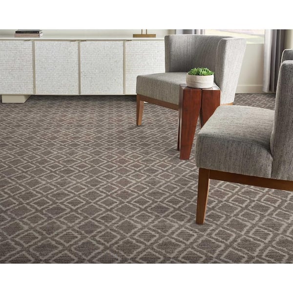 Barcelona Canyon Brown 13.2 ft. 35.39 oz. Wool Pattern Carpet - Installation Required
