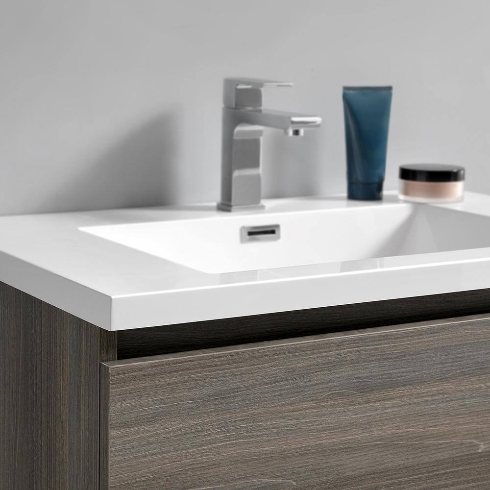 Gray 30" Freestanding Modern Bathroom Vanity with Acrylic Top