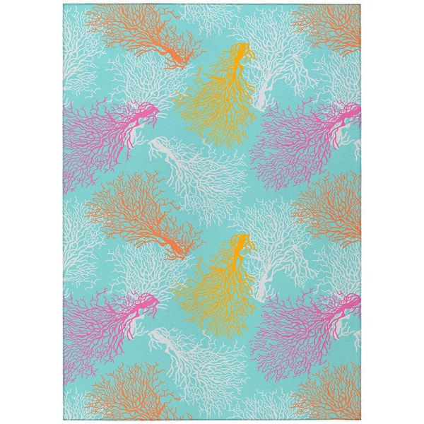 Addison Rugs Surfside Blue 10 ft. x 14 ft. Geometric Indoor/Outdoor Area Rug