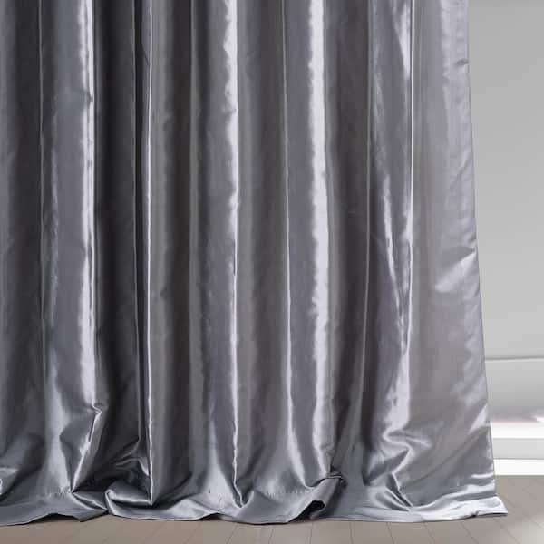 GC GAVENO CAVAILIA Plain Faux Silk Eyelet Curtains, Polyester, Silver,  90x90 Inches