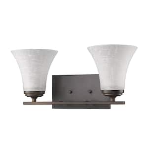 Union 2-Light Oil-Rubbed Bronze Vanity Light with Frosted Glass Shades