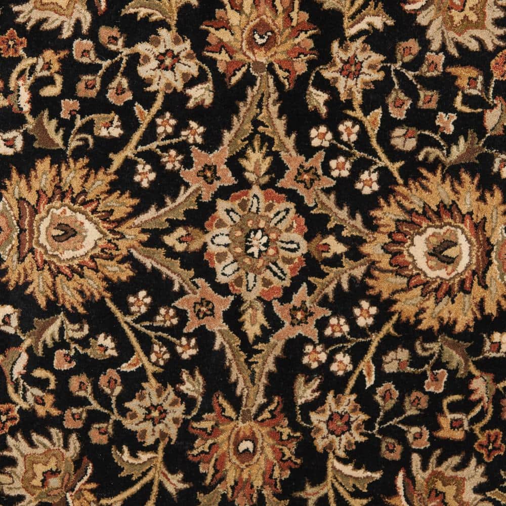 Handmade Black and Ivory Round Wool Tufted Area Rug