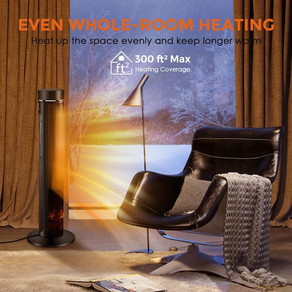 Infrared Electric Patio Heater, 1500-Watt Outdoor Heaters for Patio with Overheat Protection, Metal, Black