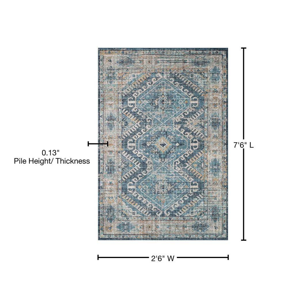 Skye Denim and Natural Hand-Knotted Wool Runner Rug