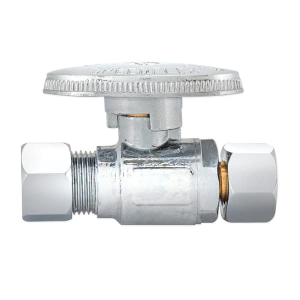 Eastman 3/8 x 3/8 x 5/8 Inch OD Compression (1/2 Inch Nom.) Dual Outlet/Dual Handle Stop Valve, Brass Plumbing Fitting, Chrome, 04352LF