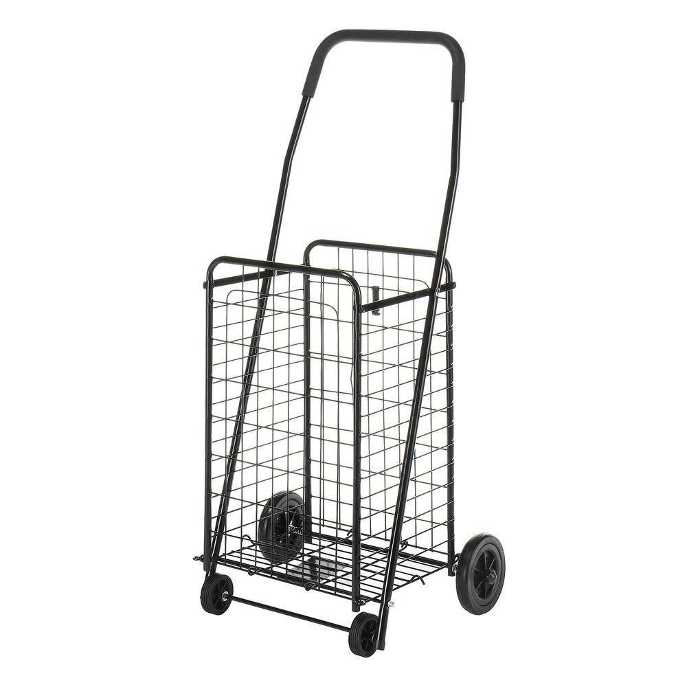 Black Silver Whitmor Utility Cart with Adjustable Height Handle 