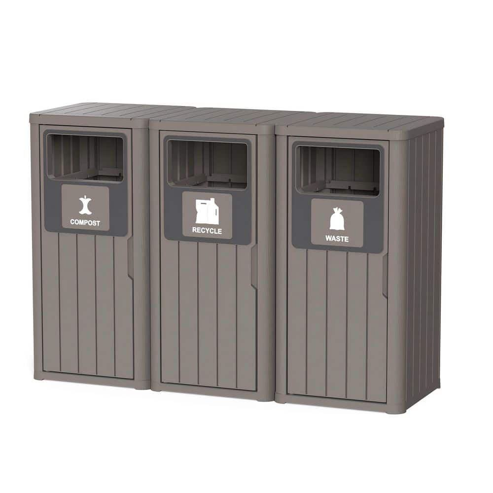 Gray 63 gal. Outdoor 3-Barrel Trash Can Deck Box price history on PriceWatchPro