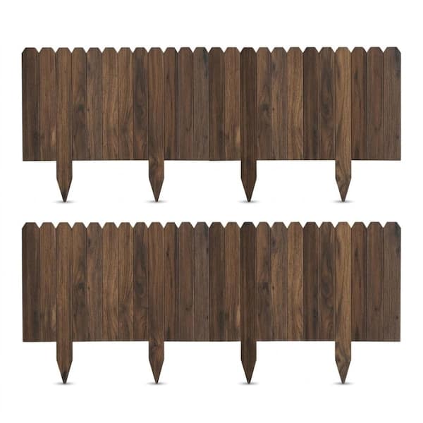 48 in. x 7.87 in. Wooden Garden Fence Edging Flexible Landscape Border Brown 1 Piece