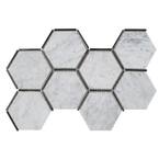 Laurel Nickel White 8.5 in. x 14.875 in. Hexagon Polished Marble/Matte Metal Wall/Floor Mosaic Tile (8.78 sq. ft./Case)