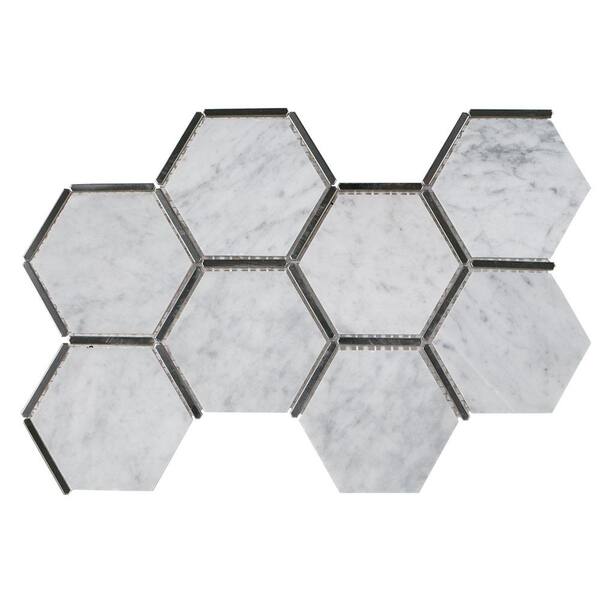 Jeffrey Court Laurel Nickel White 8 5, Home Depot White Hexagon Floor Tile