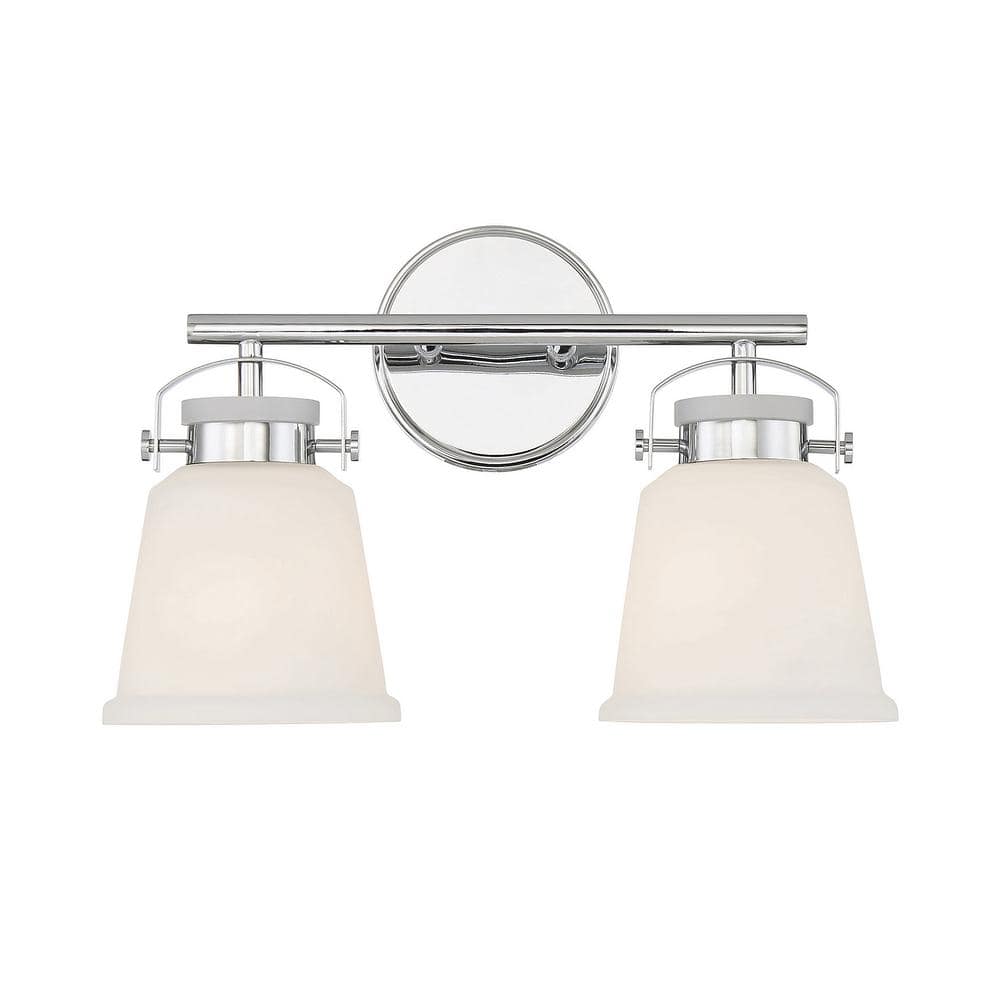 Kaden 16 in. W x 10.5 in. H 2-Light Polished Chrome Bathroom Vanity Light with White Opal Glass Shades price history on PriceWatchPro