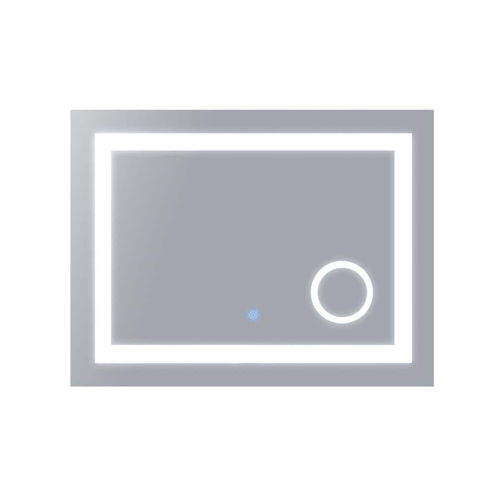 32 in. W x 24 in. H Rectangular Frameless with Anti-Fog Dimmable LED Makeup