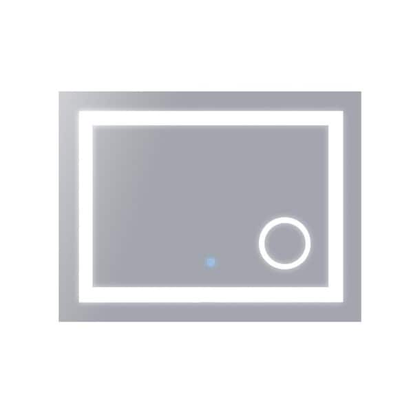 Unbranded 32 in. W x 24 in. H Rectangular Frameless with Anti-Fog Dimmable LED Makeup Mirror Wall Bathroom Vanity Mirror in Silver