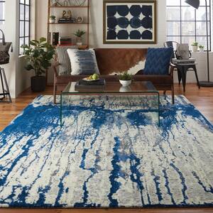 Twilight Ivory Blue 8 ft. x 10 ft. Abstract Contemporary Area Rug