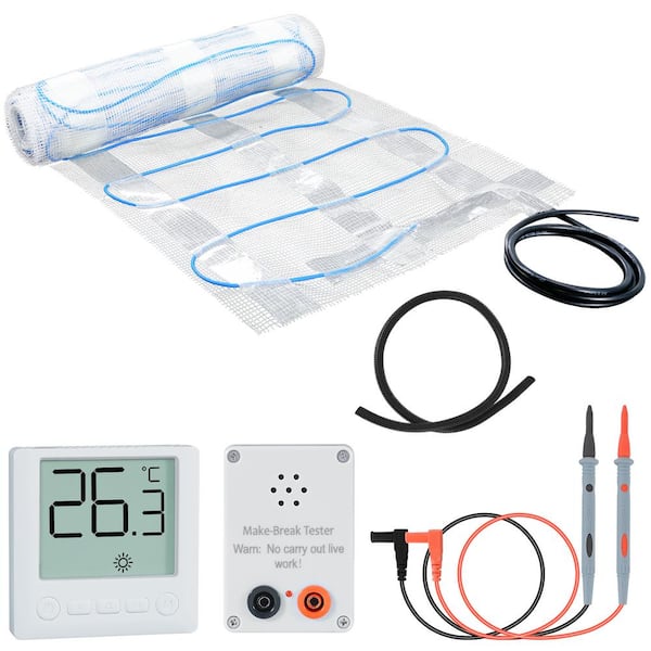 BOZTIY 40 Sq.ft. Floor Heating Mat Electric Radiant Floor Heating System Heated Floor Mat with Digital Floor Sensing Thermostat