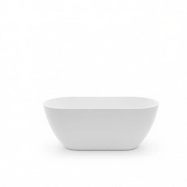 55.12 in. x 28.74 in. Deep Soaking Acrylic Freestanding Bathtub with Center Drain in Glossy White