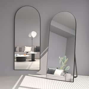 22 in. W x 65.1 in. H   Arched Black Aluminum Frame Oversized Classic Wall Mount Floor Mirror