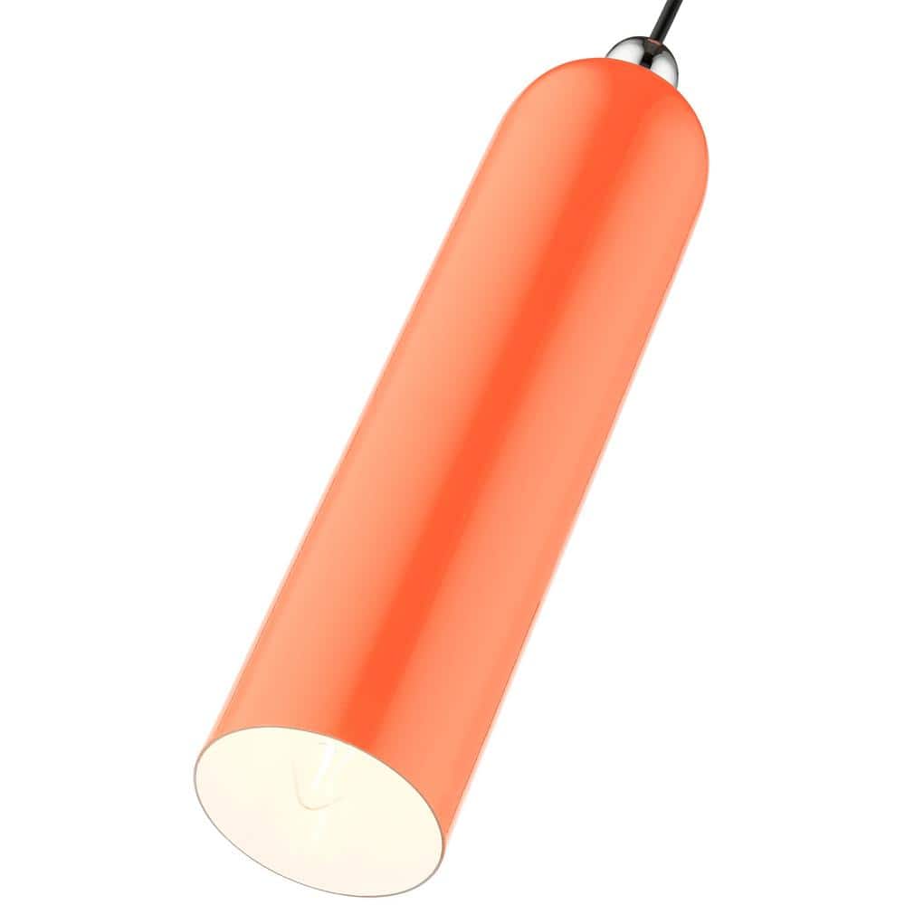 Ardmore Chic Mid-Century Shiny Orange Brass Pendant Light