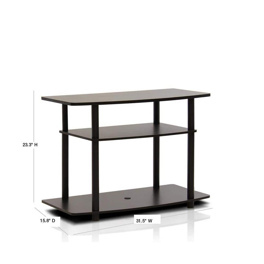 Dark Brown and Black 3-Tier PVC Composite TV Stand