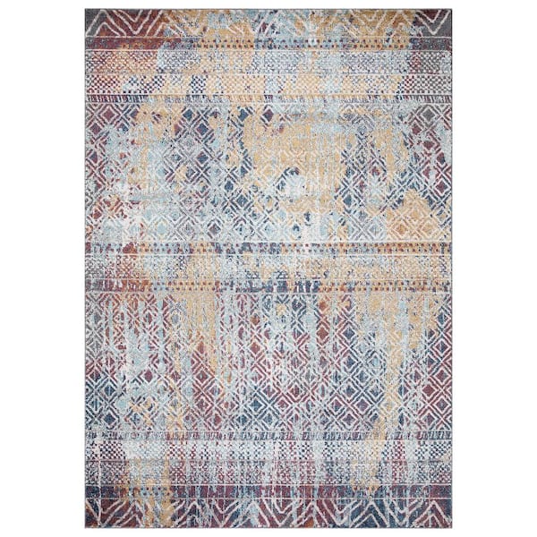 Concord Global Trading Vintage Collection Piazza Multi 5 ft. x 7 ft. Geometric Area Rug