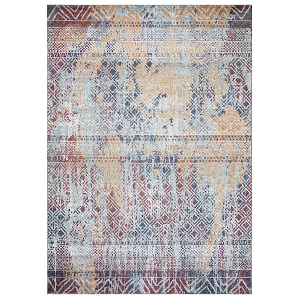 Concord Global Trading Vintage Collection Piazza Multi 8 ft. x 11 ft. Geometric Area Rug