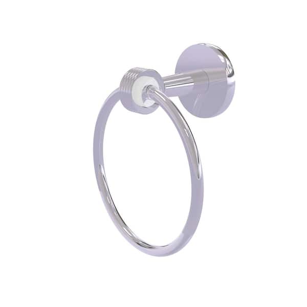 Allied Brass Clearview Collection Wall Mounted Towel Ring with Groovy Accents in Polished Chrome