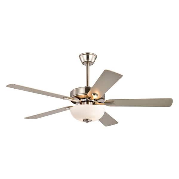 Unbranded 52 in. Brushed Nickel 5-Blade Integrated LED 6-Speed Indoor Ceiling Fan with Light Kit and Remote Control