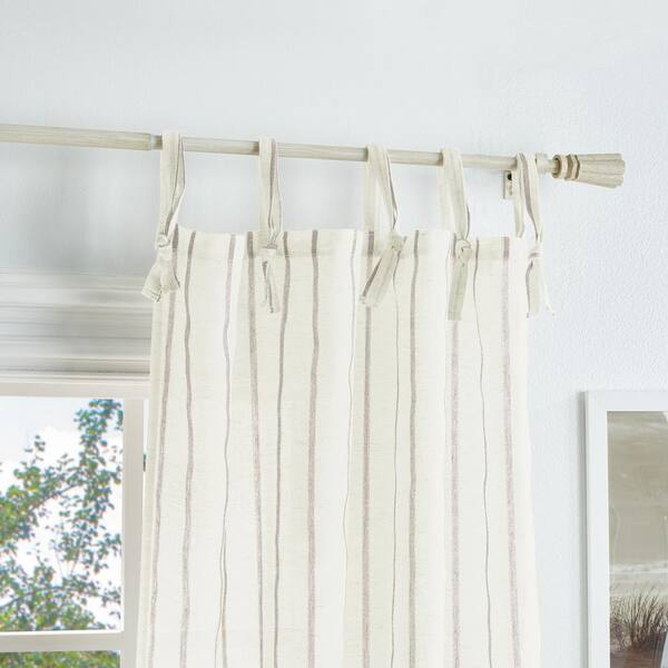 Martha Stewart Laa Stripe 37 In W X 84 L Tie Top Sheer Curtain Panel