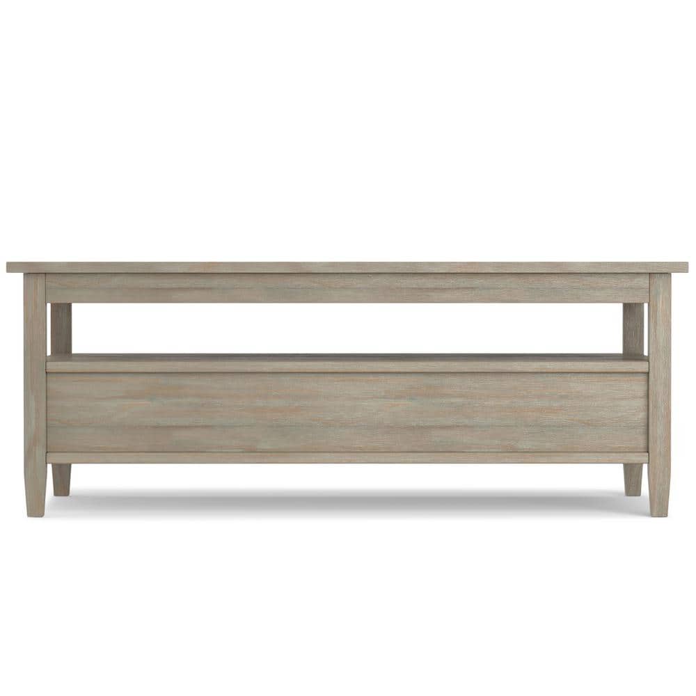 Distressed Gray Rectangular Wood Coffee Table with Storage