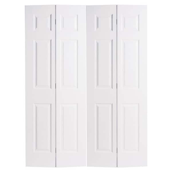 Masonite 60 in. x 80 in. Textured 6-Panel Hollow Core Primed Composite Double Interior Closet Bi-fold Door