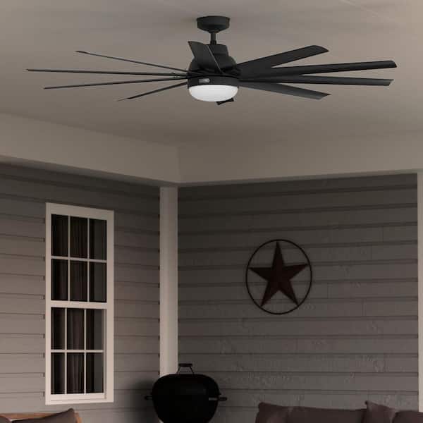 Overton 72 inch ENERGY STAR® Matte Black Indoor/Covered Outdoor Ceiling Fan with Light Kit and Wall Control