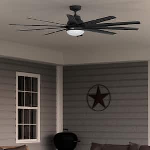 Overton 72 in. Indoor/Outdoor Matte Black Ceiling Fan with Wall Control Included