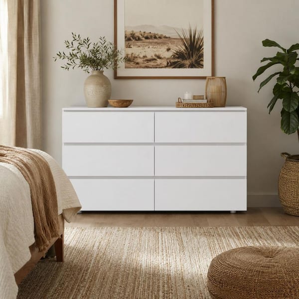 6 drawer dresser short GDFStudio Simply Modern Large Wood 6 Drawer Dresser Storage Cabinet Black