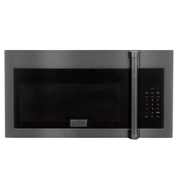 ZLINE Kitchen and Bath 30 in. 300 CFM 900-Watt Over the Range Microwave Oven in Black Stainless Steel & Traditional Handle