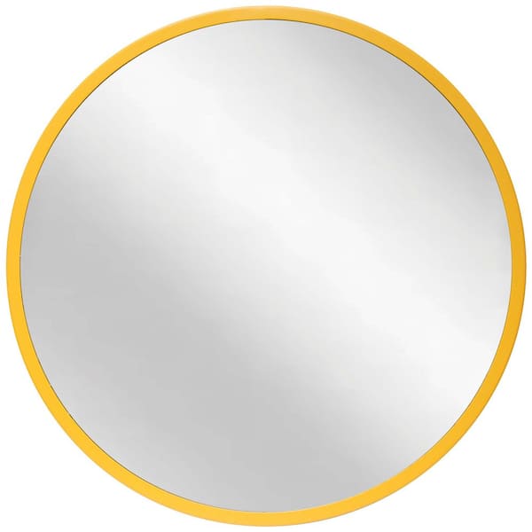 Infinity Instruments Calliope 20 in. W x 20 in. H Contemporary Round Wall Mirror - Matte Saffron Metal Frame