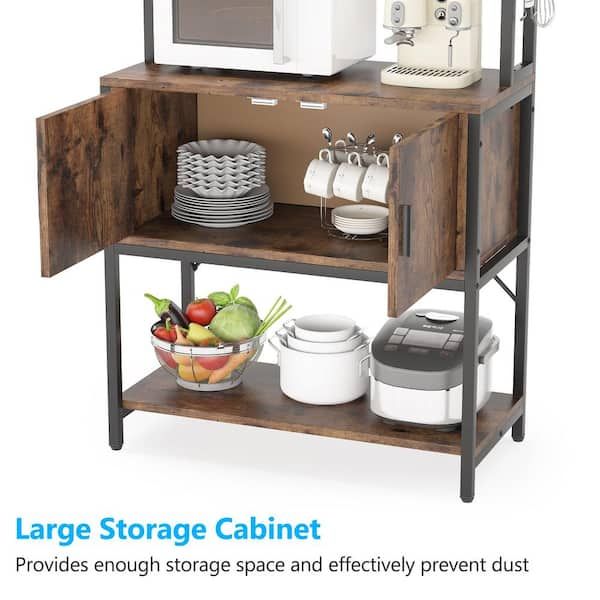 Kings Brand Furniture Black / Walnut Kitchen Storage Corner Bakers Rack