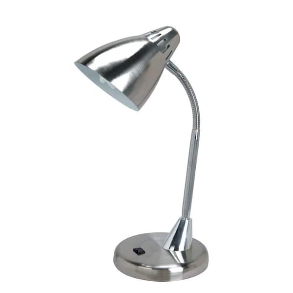 Illumine Designer Collection 19 in. Chrome Desk Lamp with Polished Steel Metal Shade