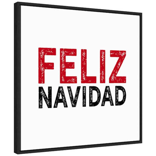 Amanti Art 22 in. Canvas Feliz Navidad Black Red Christmas Holiday Framed Box Wall Art