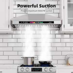 30 in. Convertible Wall Mounted Range Hood in Stainless Steel with Voice/Gesture/Touch Control, 4 Speeds, LED, 900 CFM