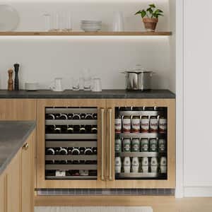 Autograph Edition Touchstone 24 in. Single Zone 151-Can Panel Ready Beverage Fridge w/ Glass Door, Polished Gold Handle