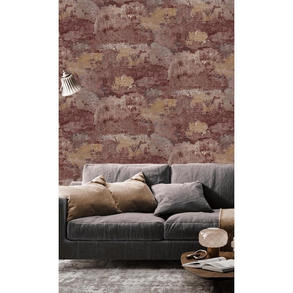 Walls Republic Burgundy Distressed Faux Concrete Effect Wallpaper Shelf Liner (57 sq. ft) Double Roll