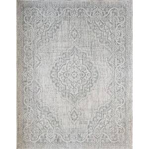 Benissimo Gray 6 ft. x 9 ft Floral Modern Polypropylene Indoor/Outdoor Area Rug